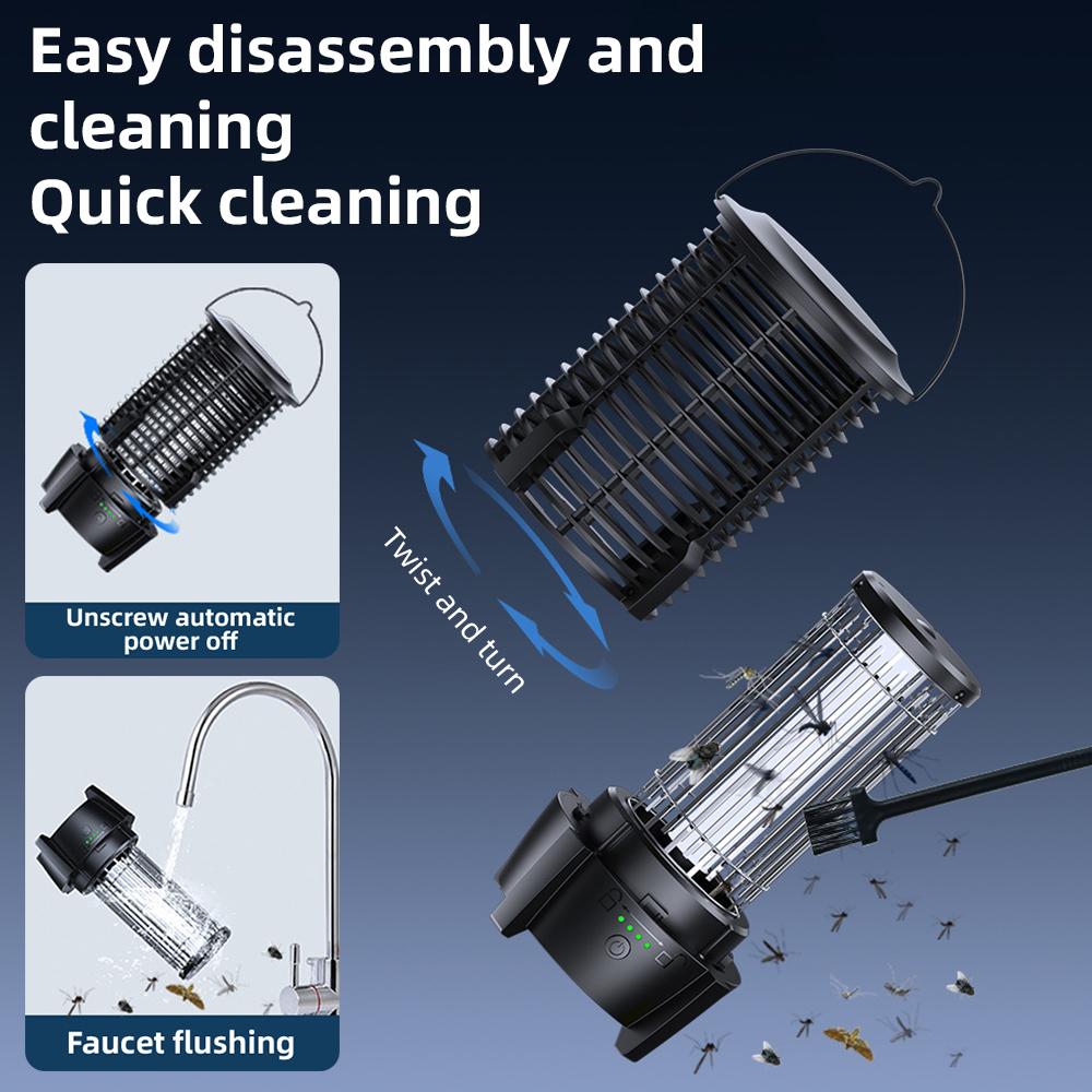 2-in-1 Portable Camping Light and Mosquito Zapper 2000V Electric Bug Zapper Outdoor Lamp Built-in