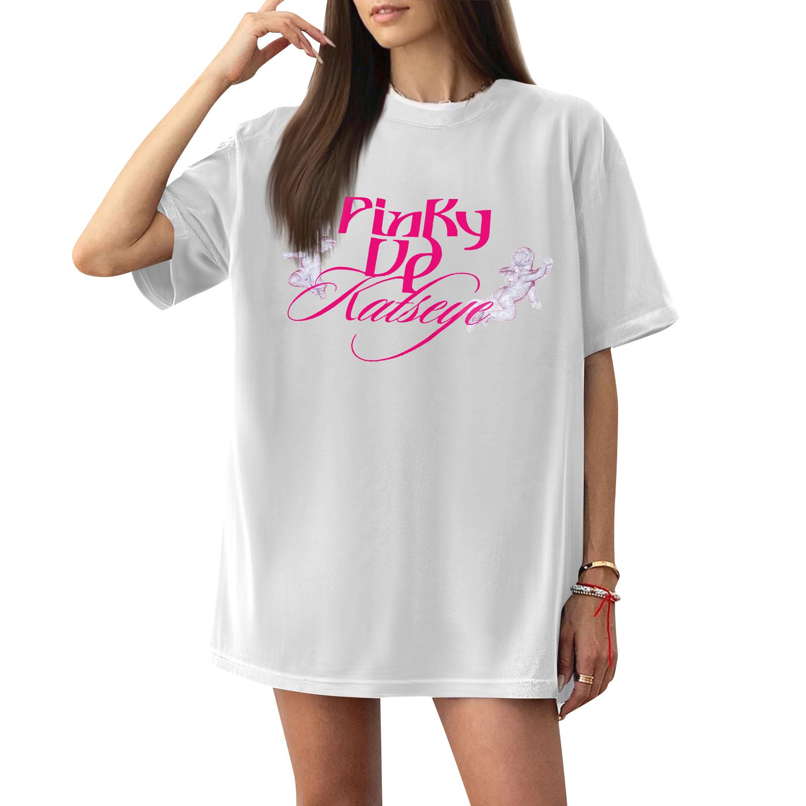 

Women s Casual Letter Print Short-sleeved Top T-shirt XL білий