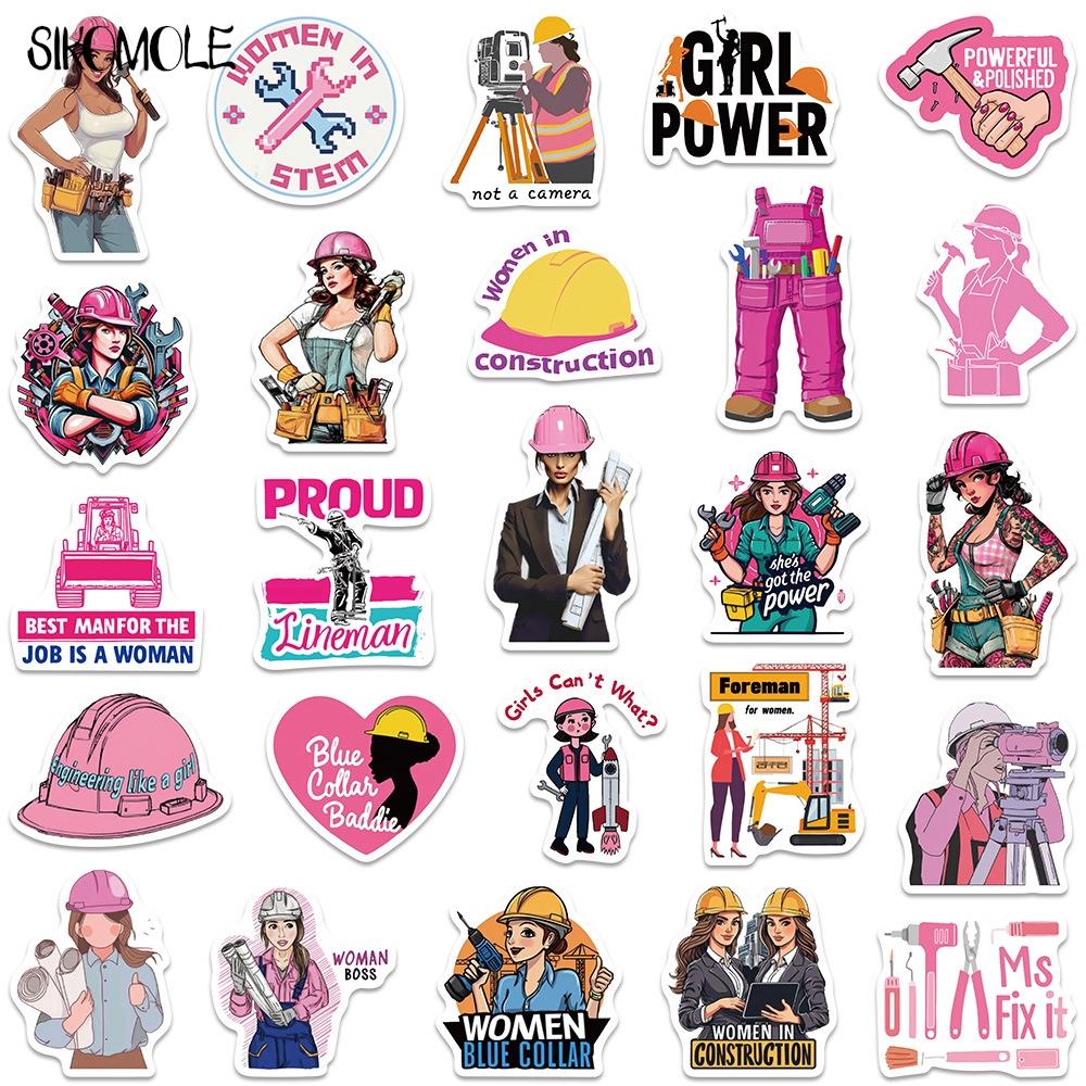 1050 100PCS Cartoon Female Safety Helmet Stickers Aesthetic Decals Toy Guitar Bicycle Laptop Luggage Car Graffiti Kids Sticker