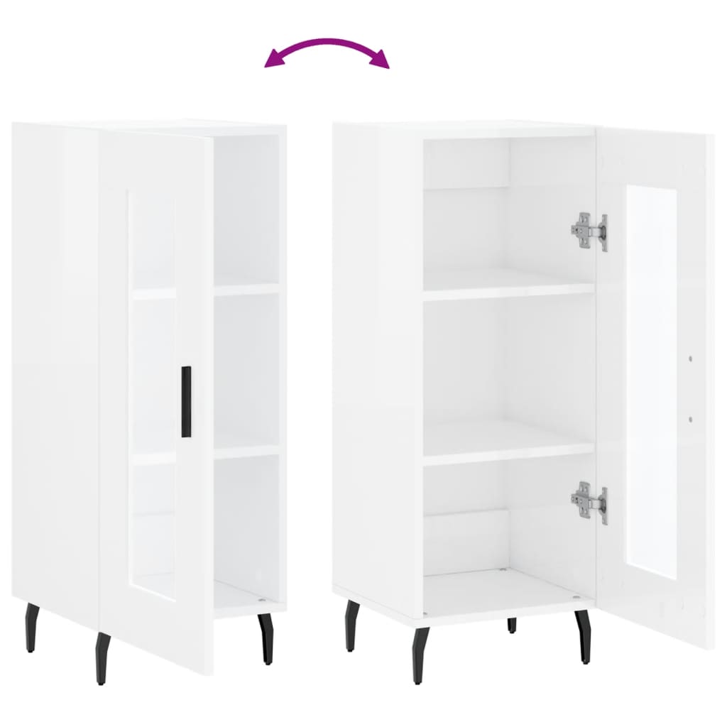 Sideboard High Gloss White 34.5 x 34 x 90 cm Engineered Wood
