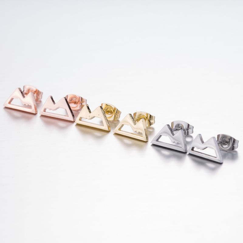 European & American Hollow Snow Mountain Stainless Steel Ear Cartilage Stud Earrings