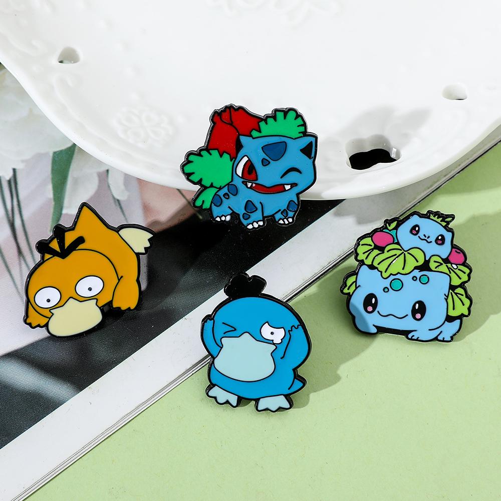 Enamel Brooch for Children, Cartoon, Psyduck, Bulbasaur, Anime Action Figures, Pikachu, Charizard Jewelry, Birthday Gift