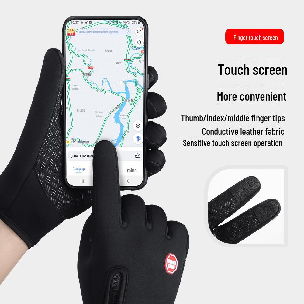 Unisex Touchscreen Non-Slip Ski & Cycling Gloves - Warm, Velvet-Lined for Autumn & Winter
