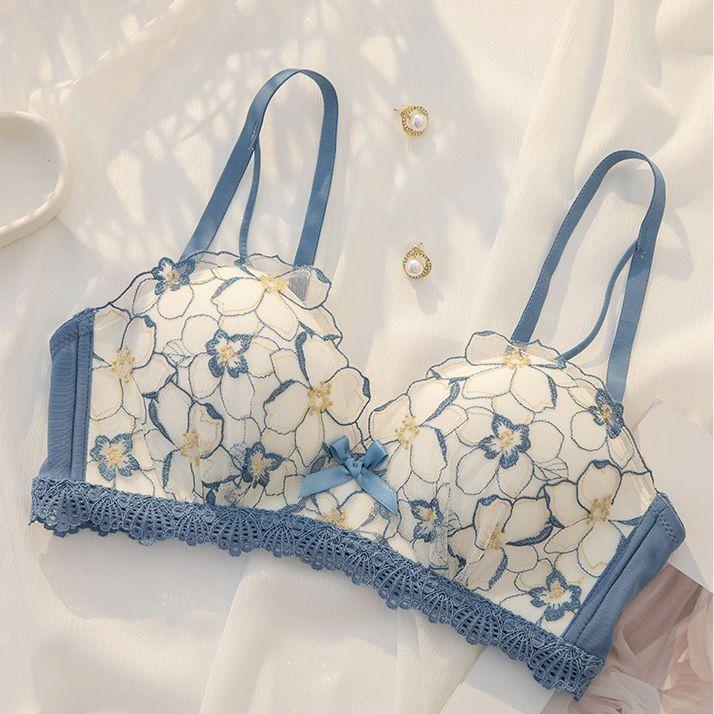 Big Breast Bras Floral Lace Push Up Bras For Women Adjustable Wireless Underwear Female Lingerie Fashion Girls Cute Bras