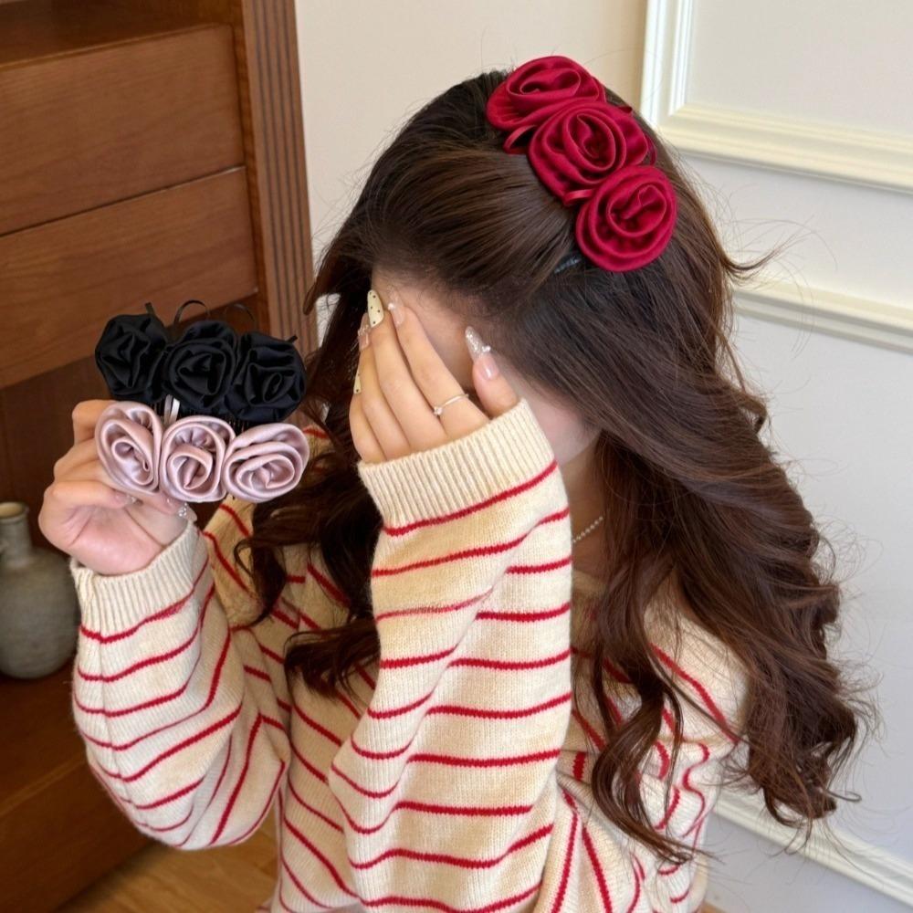 Solid Color Floral Hair Comb Headwear Chignon Hair Clip Sweet Flowers Hairpin  Women