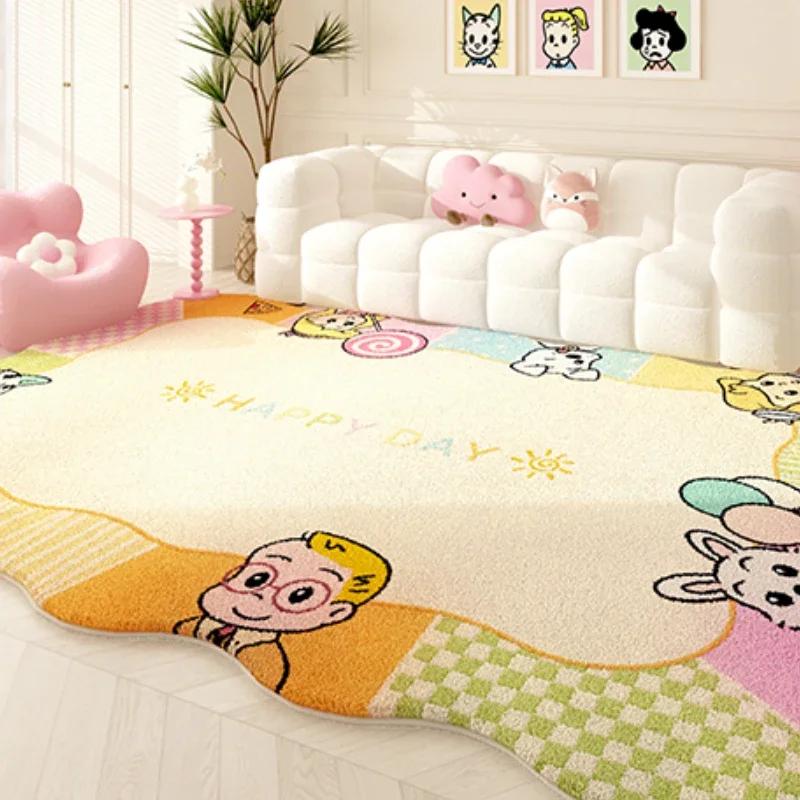 Dopamine Color Carpets for Living Room Girly Style Bedroom Decor Rug Irregular Shaped Pink Plush Carpet Cute Fluffy Soft Mat