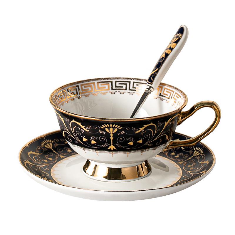 Ensemble Tasse à Café et Soucoupe TLXT en Porcelaine d'Os à Bord Doré