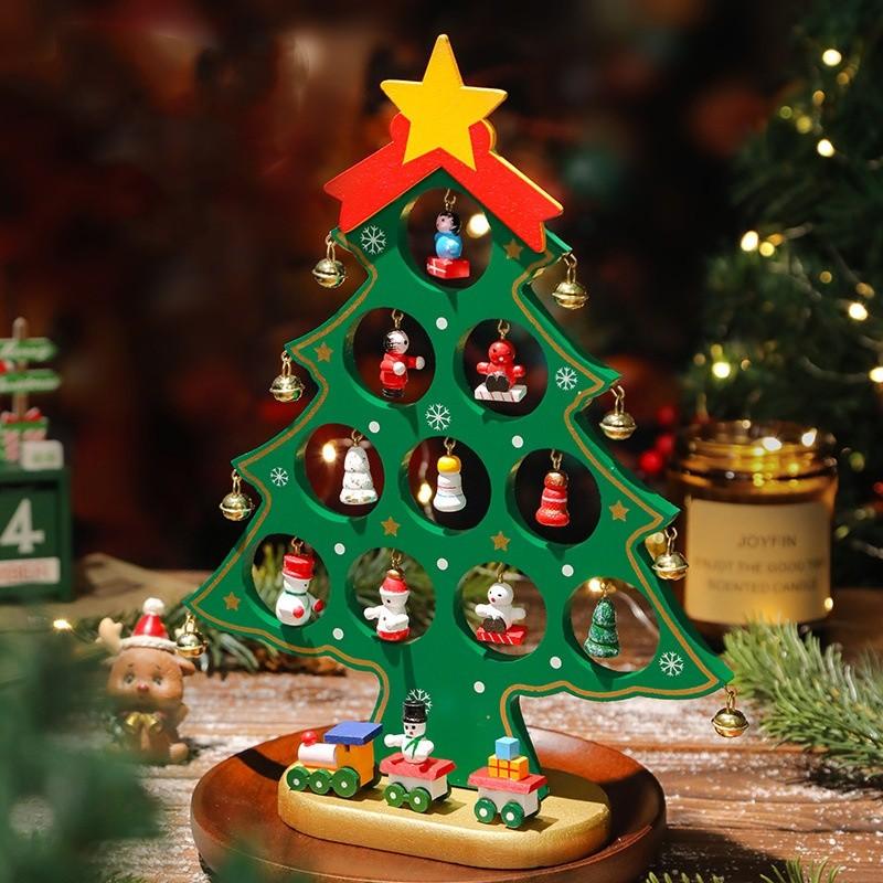 Mini Wooden Christmas Tree Festive Tabletop Decor For Holiday Home Decoration
