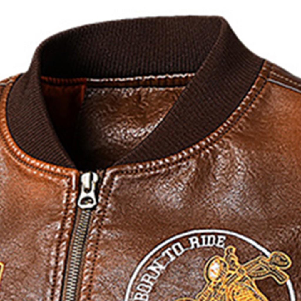 Men's  Fashion Casual Leather Jacket Casual Large  Leather Coat
