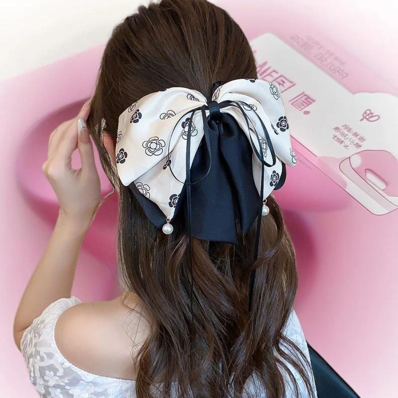 Vintage Plaid Butterfly Knot Hair Clip Women's Back Of Head Bun Shark Hair Clip Hair Accessories