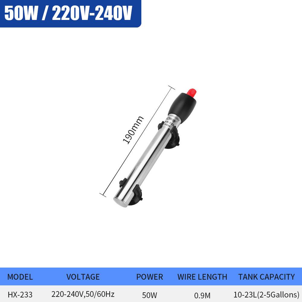 Stainless Steel Aquarium Heater Adjustable Submersible Thermostat Heating Rod 220-240V For Fish Tank