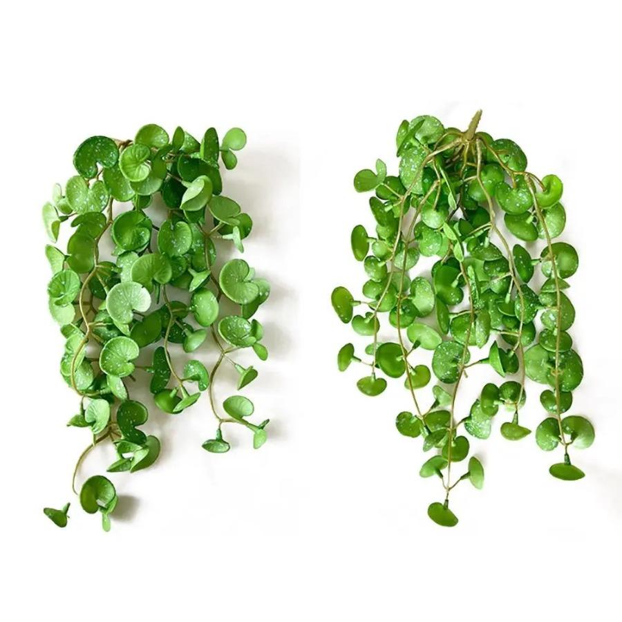 Soft Glue Artificial Plant Green Plants Wall Faux Copper Coin Grass Home Office Wall Hanging Succulent Plants Leaves Home Office