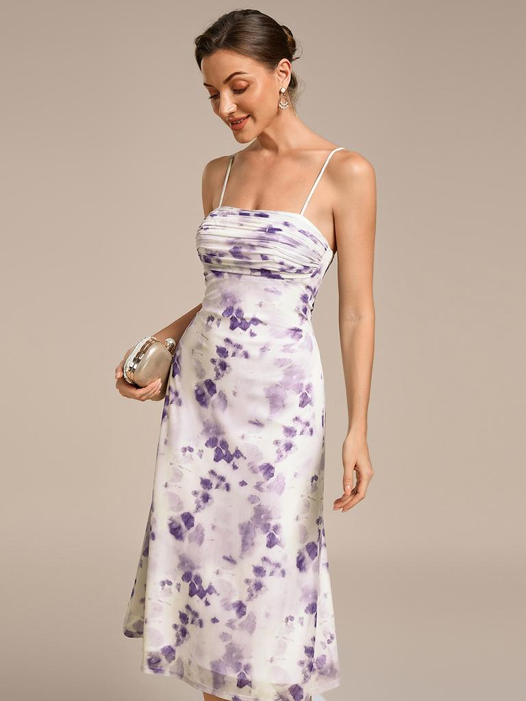 Ever-Pretty Women's Floral Sleeveless Adjustable Multiway High Stretch Midi Wedding Guest Dress