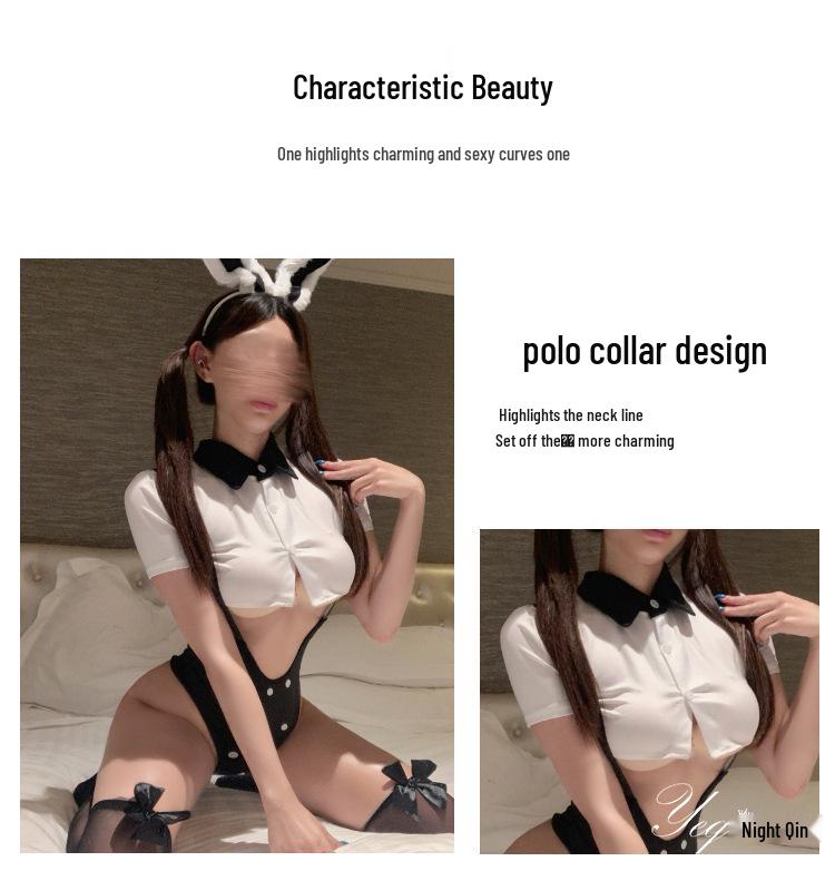 Erotic Bunny Girl Lingerie Set - Women's Sexy Cosplay Bodysuit 7636