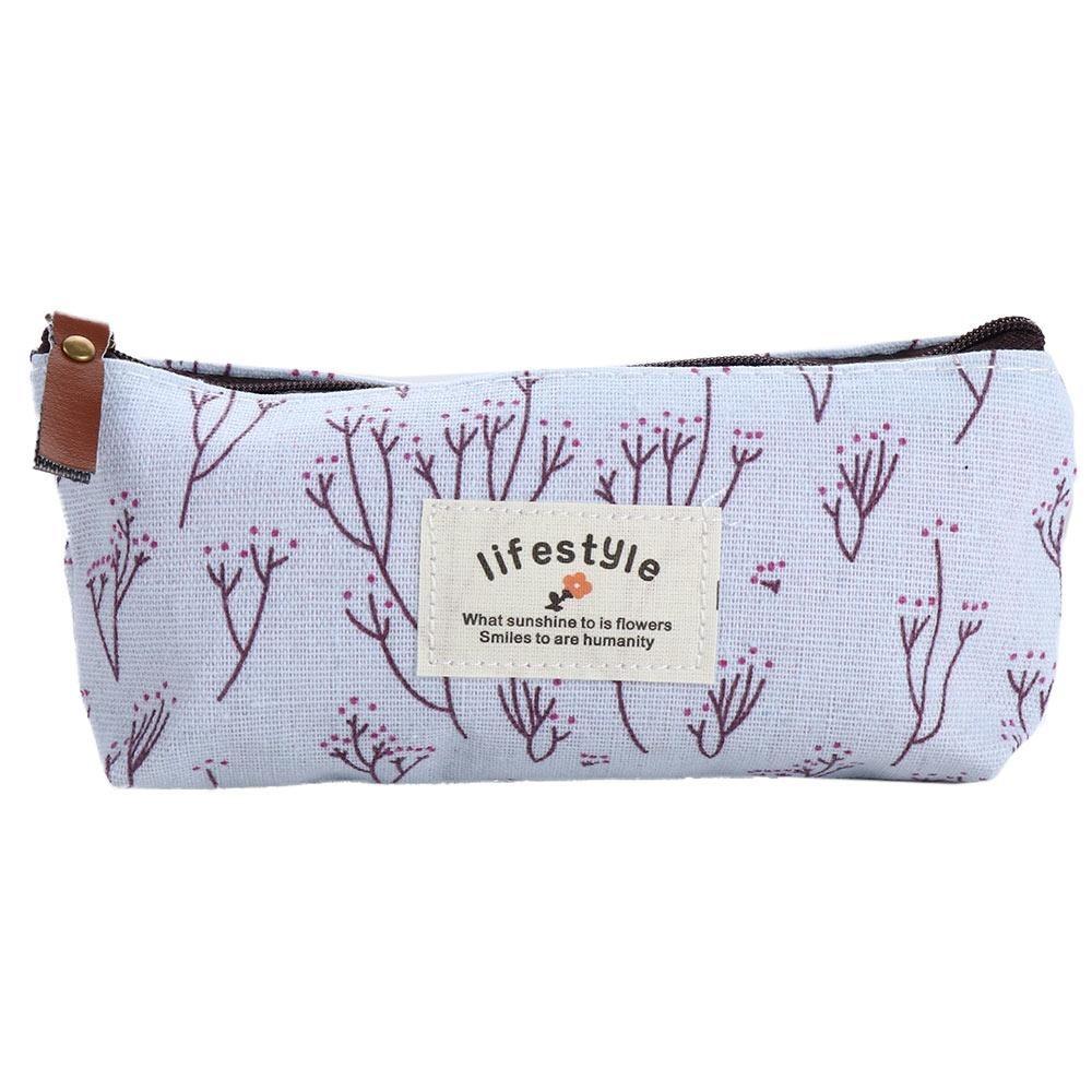 School Supplies for Girl Student Floral Flower Fabric Zipper Pouch Pencil Bag Pencil Case Pen Bags