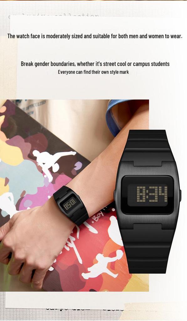 Sanda Retro Y2K Waterproof Square Wristwatch with Alarm - Unisex Multifunctional Design