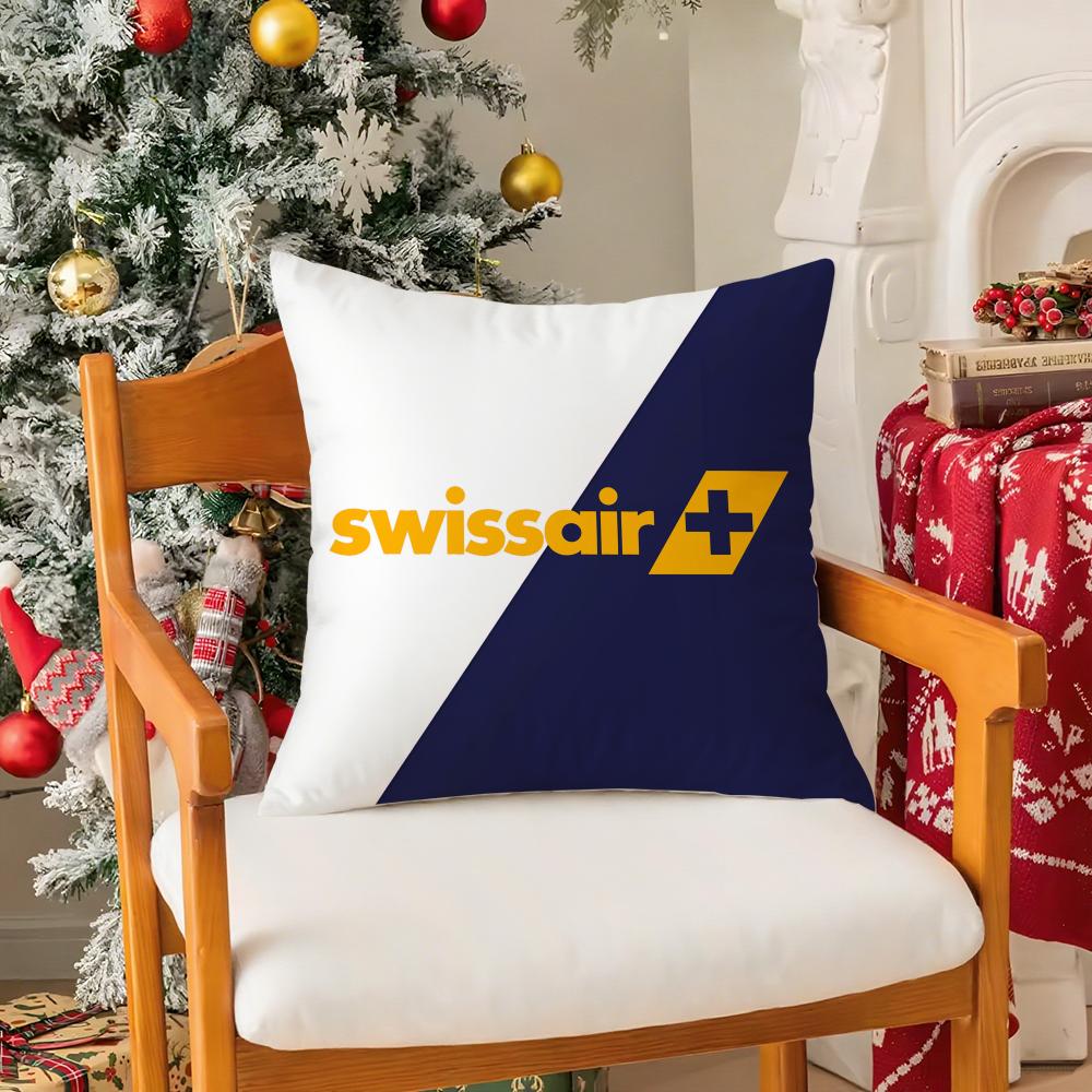 Travel Design S-Swissair Pillow Case Silky Short Plush With Invisible Zipper Dustproof Sofa Cushion Cover For Home Decor