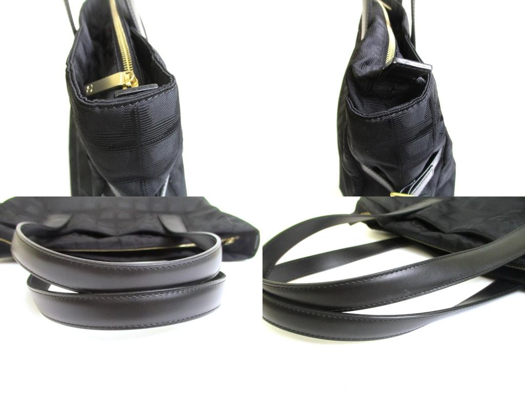 Authentic CHANEL New Travel Black Nylon Leather Tote Bag Hand Bag Shoppers Bag #a958  Refurbished