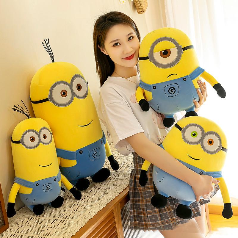 Minions Movie Periphery Yellow Plush Bob Plush Stuart Stuffed Toys In Jeans Soft Dolls Pillow Decoration Children Birthday Gift!
