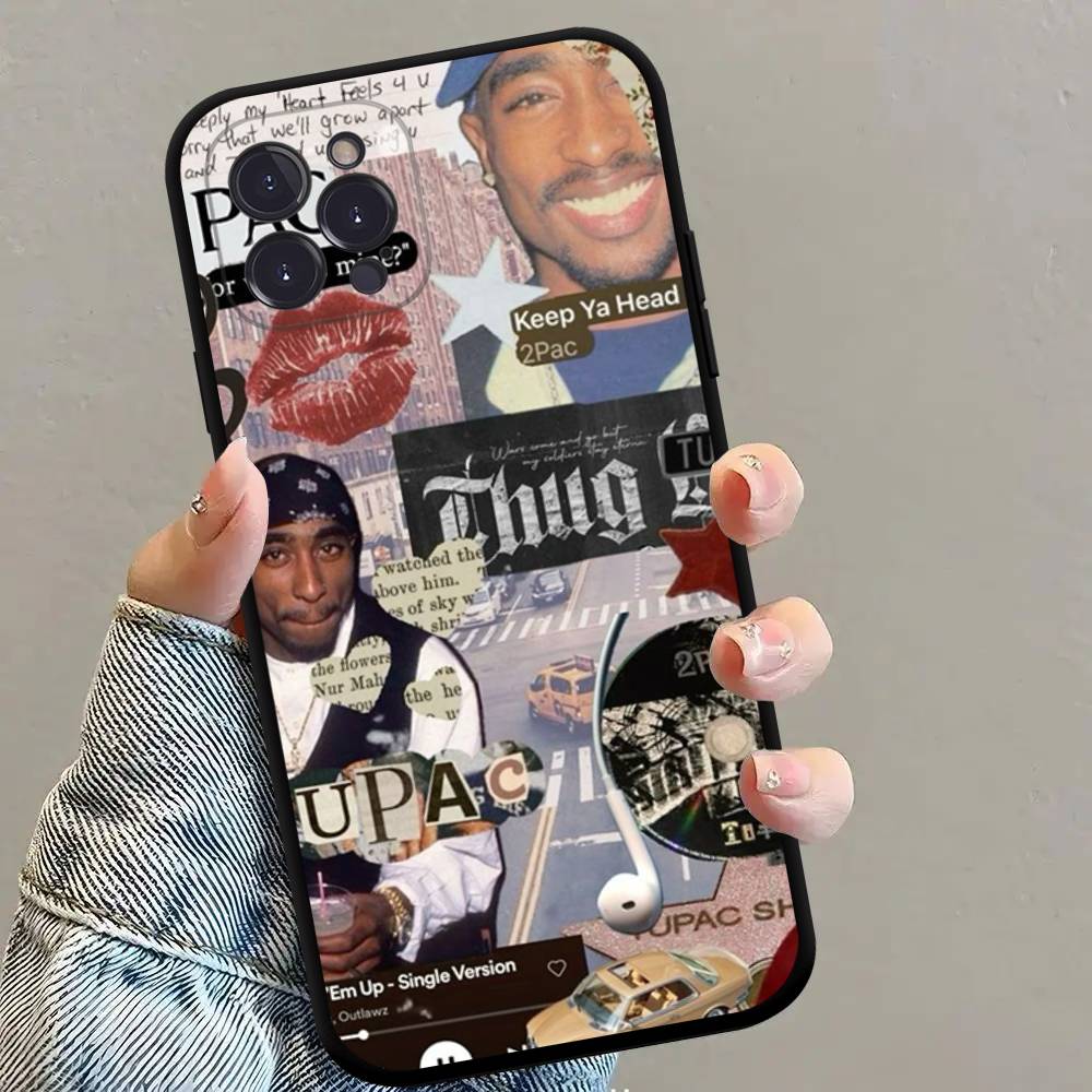 Rapper 2Pac Singer Tupac Black Silicone TPU Phone Case For Iphone17 Air 16 15 14 13 12 Pro 11 Pro Max Plus Cover Case