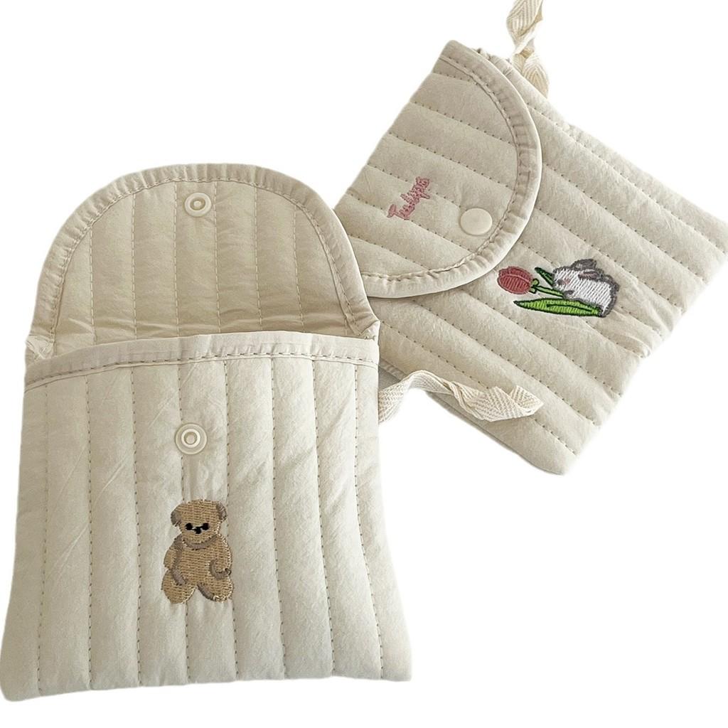 Cute Cartoon Embroidery Sanitary Pad Organizer For Travel And Makeup Storage