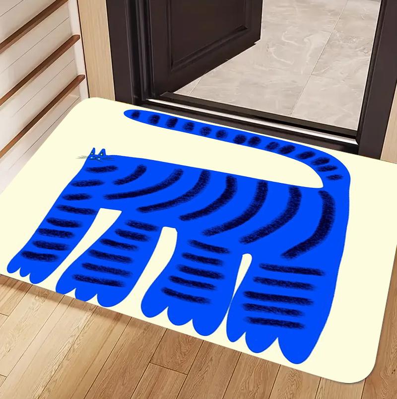 

Colorful Abstract Tiger Leopard Area Rug Modern Bold Striped Spot Print Decorative Entryway Door Mat for Hallway Non Slip Soft 40x60cm