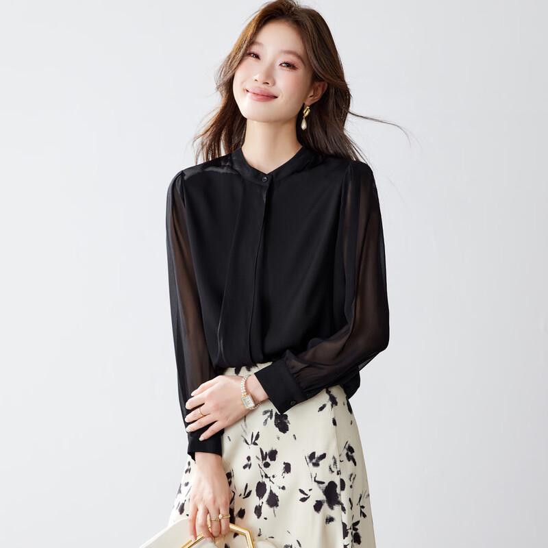 Srcr 19 Momme Double Georgette Silk Long-Sleeve Shirt