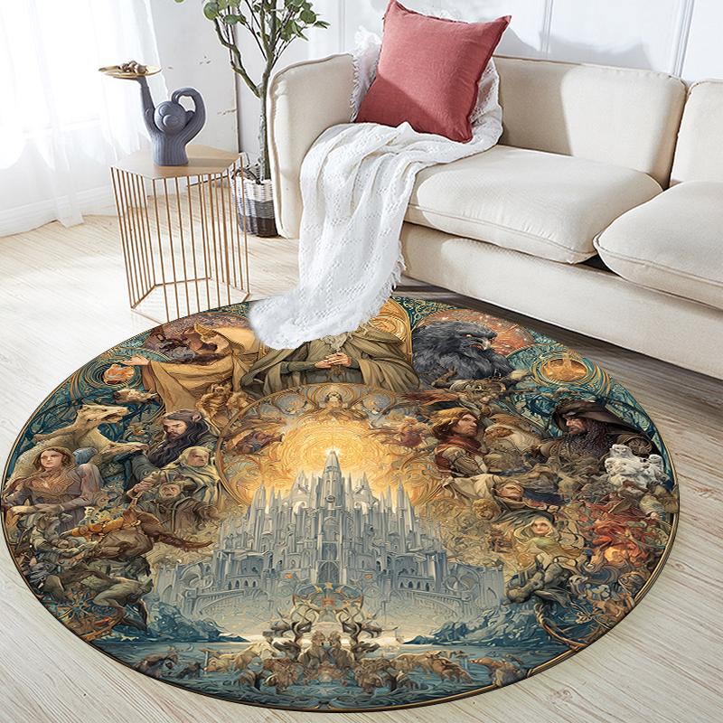 Angel pattern round rug,Carpet Rug for Living Room Bedroom Sofa Playroom Decor,Non-slip Floor Mat,Holiday Gifts and Birthday Gifts