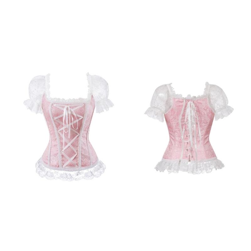 Overbust Corset Bustier Top Women With off Shoulder Sleeves Plus Size Burlesque Costume Hollow Mesh Floral Sexy Corselet