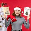 Gift Card Storage Organizer Christmas Book, 8x6 Inch Spiral Bound Holiday Keepsake Booklet, Keeper Merry Greeting Album for Xmas Party Supplies