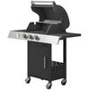Gas Barbecue with 3 Burners 8.1 kW Thermometer Grills Side Tables Cabinet and Wheels 109x50x109 cm Black