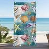Watercolor Seashell Beach Towel Boho Vintage Ocean Shell Seaweed Print Towel Quick Dry Sandproof Absorbent Beach Blanket