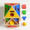 Baby Wooden Permanent Box Montessori Sensory Toy Color Shape Sorting Coin Box Ball Drop Fine Motor Skills Parish Educational Toy