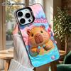 Phone Case: 2D Flat Design, Suitable for iPhone 18, 17, 16, 15, 14, 13 Pro Colorful Silver Protective Case, Couple Style, Plush Capybara, Christmas an