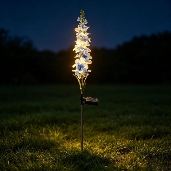 Solar Delphinium Light, Outdoor Solar Flower Light, Waterproof Solar Delphinium Garden Light for Yard Patio Pathway Decoration