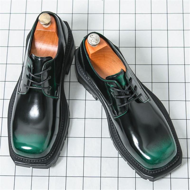 Designer New Fashion Men's Lace Up Thick-soled Height Increasing Derby Shoes Male Moccasins Wedding Prom Homecoming Footwear