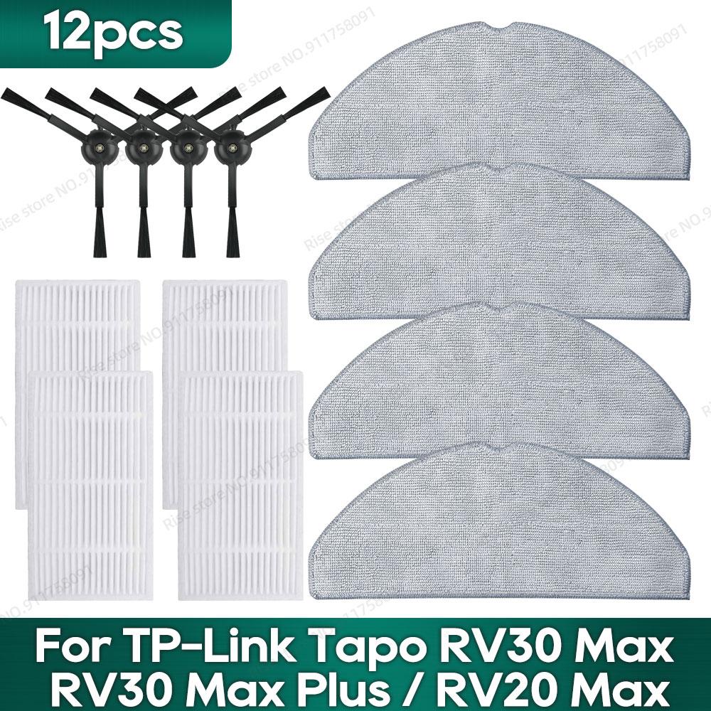 Compatible para TP-Link Tapo RV30 Max Plus/ RV30 Max/ RV20 Max Plus / RV20 Max Accesorios Filtro Hepa Mopa Cepillo Lateral Piezas