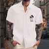 Men'S Casual Loose Short Sleeved Printed Shirt With Fashionable Lapel Top