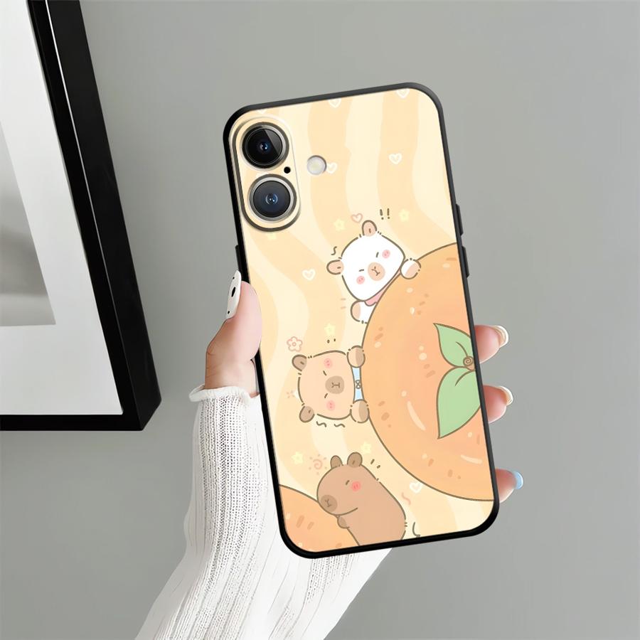 Black Soft Phone Cover Case for iPhone 13 12 11 17 Pro Max 7 8 15 16 14 Plus XS Max 17Air XR Cartoon Pufferfish