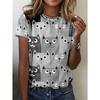 Summer Cute Cartoon Cat T-Shirts Women Short Sleeve Round Neck T Shirt Tees Harajuku Y2K Top Female Clothing