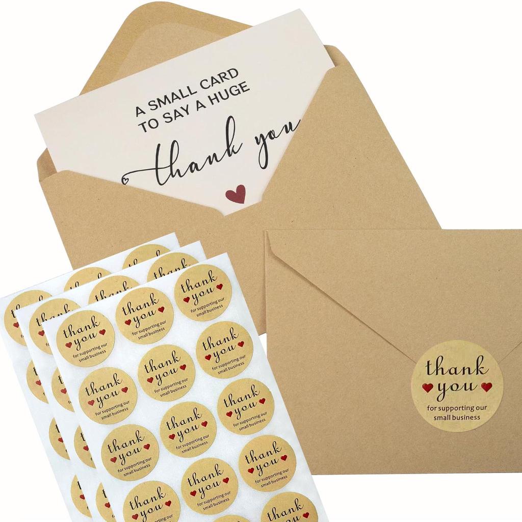 Thank You Stickers and Greeting Card Set for Holidays and Special Occasions