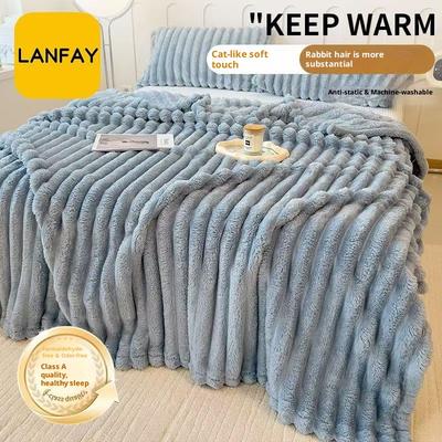 Winter Blanket Thickened Warm Lamb Wool Leisure Blanket Home Warm Thick Soft Bed Cover Knee for Office Sofa Microfiber Bedding