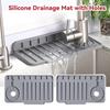 New Silicone Faucet Drain Pad Side Hole Sink Drain Mat Slope Drainage Dishwashing Sink Water Barrier Pad Square Shape