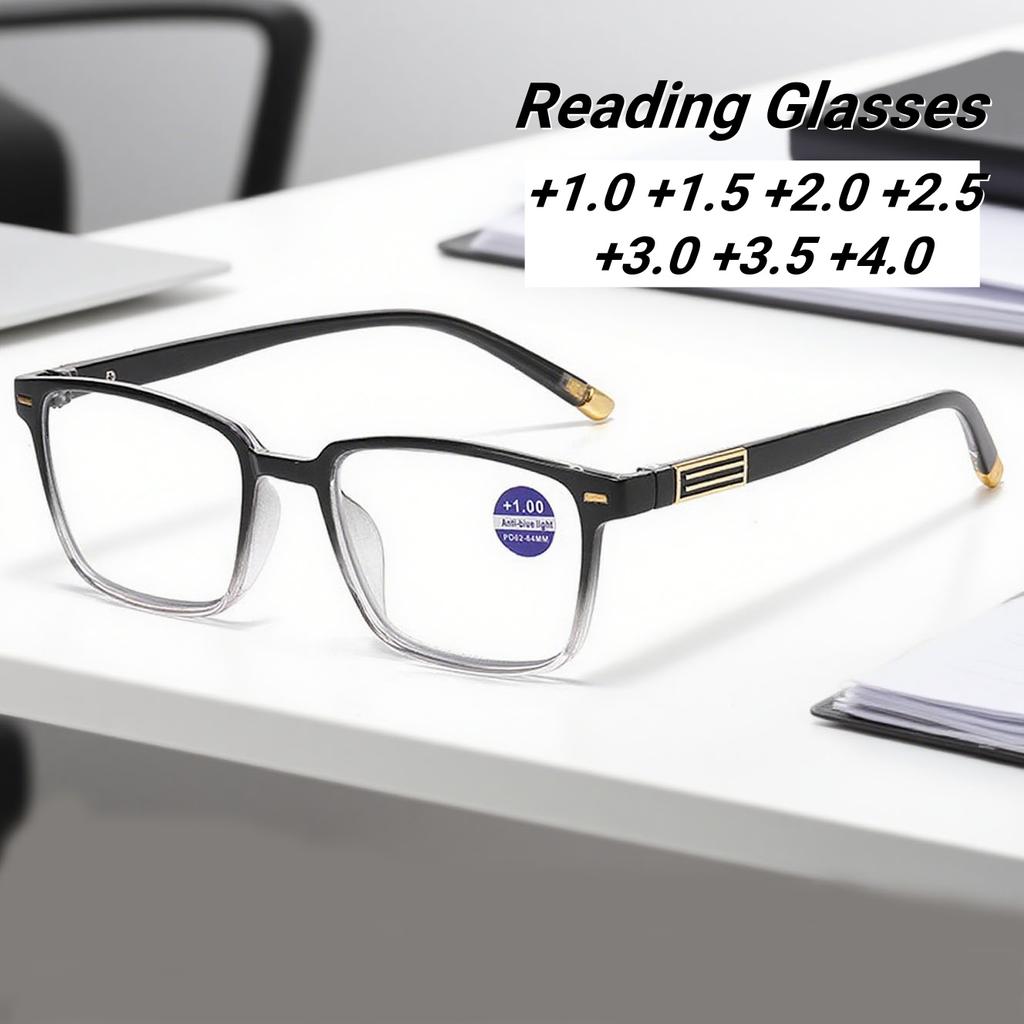 New Fashionable Hd Classic Square Frame Men'S Reading Glasses Ultra Light Neutral High Quality Anti Blue Light Glasses