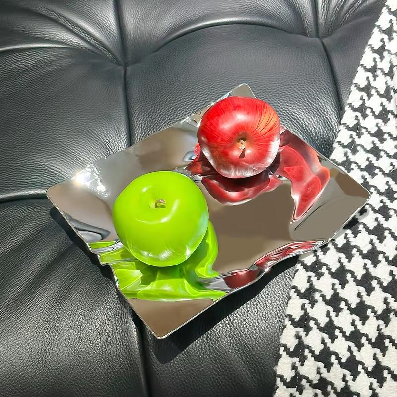 Einfache Welle Gemustertes Obstaufbewahrungstablett Modisches Heim Esstisch Aufbewahrungstablett Wohnzimmer Exquisites Dekotablett Geschenk