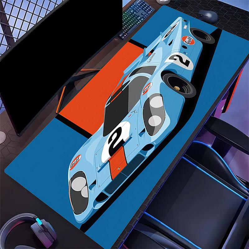 Gulf Racing Art Mouse Pad, Large Gaming Desk Mat, Non-slip XXL Mousepad for Laptop & Tablet, Mini PC Playmat with Stitched Edges