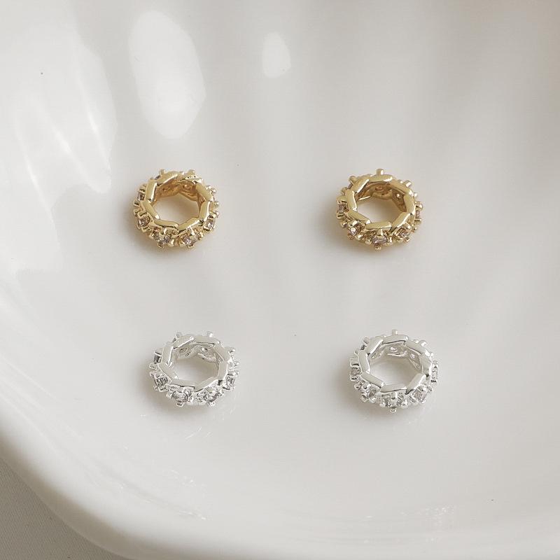 14K Gold Plated Zircon Crown Gear Necklace Beading Material for DIY Jewelry Accessories