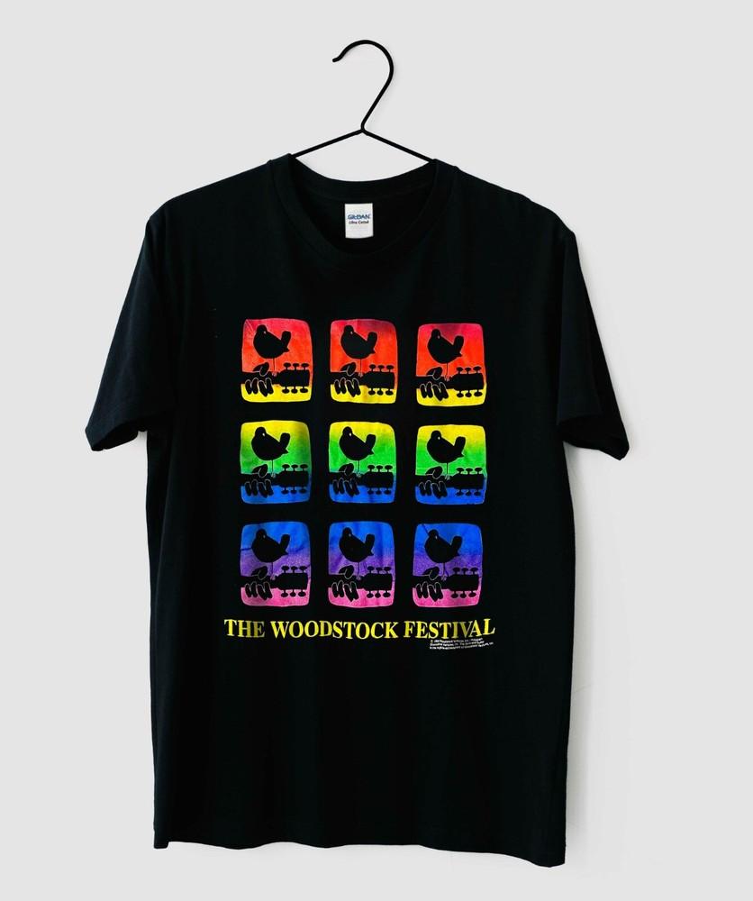 VINTAGE Tričko Woodstock Festival 1994 Velikost S-2XL černé s krátkým rukávem Unisex Tričko