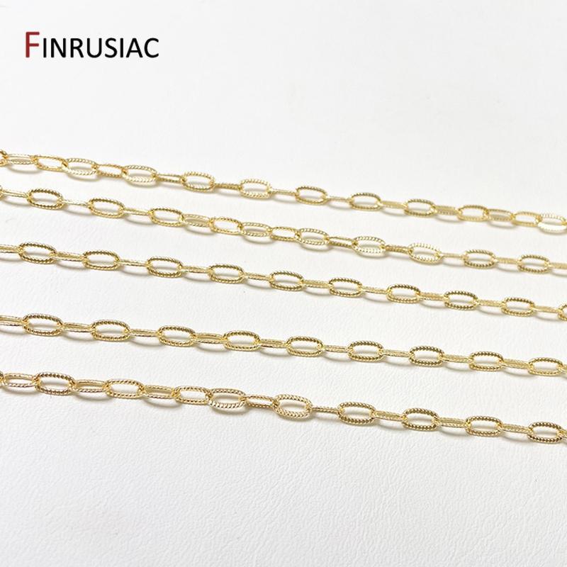 

2.5*6mm 14K Gold Plated Chain Embossed Thin Cuban Chain For DIY Bracelet Necklace Jewelry Making Material Length 1 meter