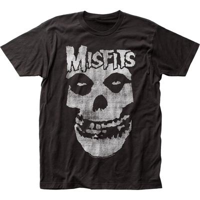 Misfits Koszulka Męska z Czaszką i Przetarciami Muzyka Klasyczny Koncert Zespół Rockowy T-shirt Czarny